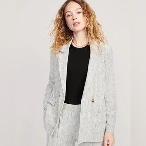 Old Navy Linen Blend Striped Blazer Women’s Size Small